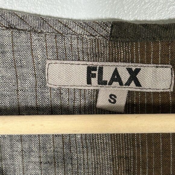 FLAX Tunic Top Size Small V-Neck Stripe 100% Linen Jeanne Englehart Lagenlook - Picture 6 of 6